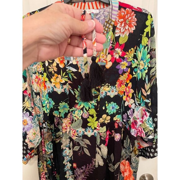 Johnny Was Floral Kimono Dress With Tassel Tie Womens Boho Style Women’s Sz L wi - Picture 3 of 16